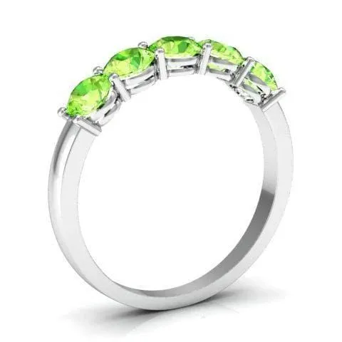 1.00cttw Shared Prong Five Stone Peridot Birthstone Ring