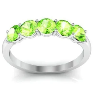 1.00cttw Shared Prong Five Stone Peridot Birthstone Ring