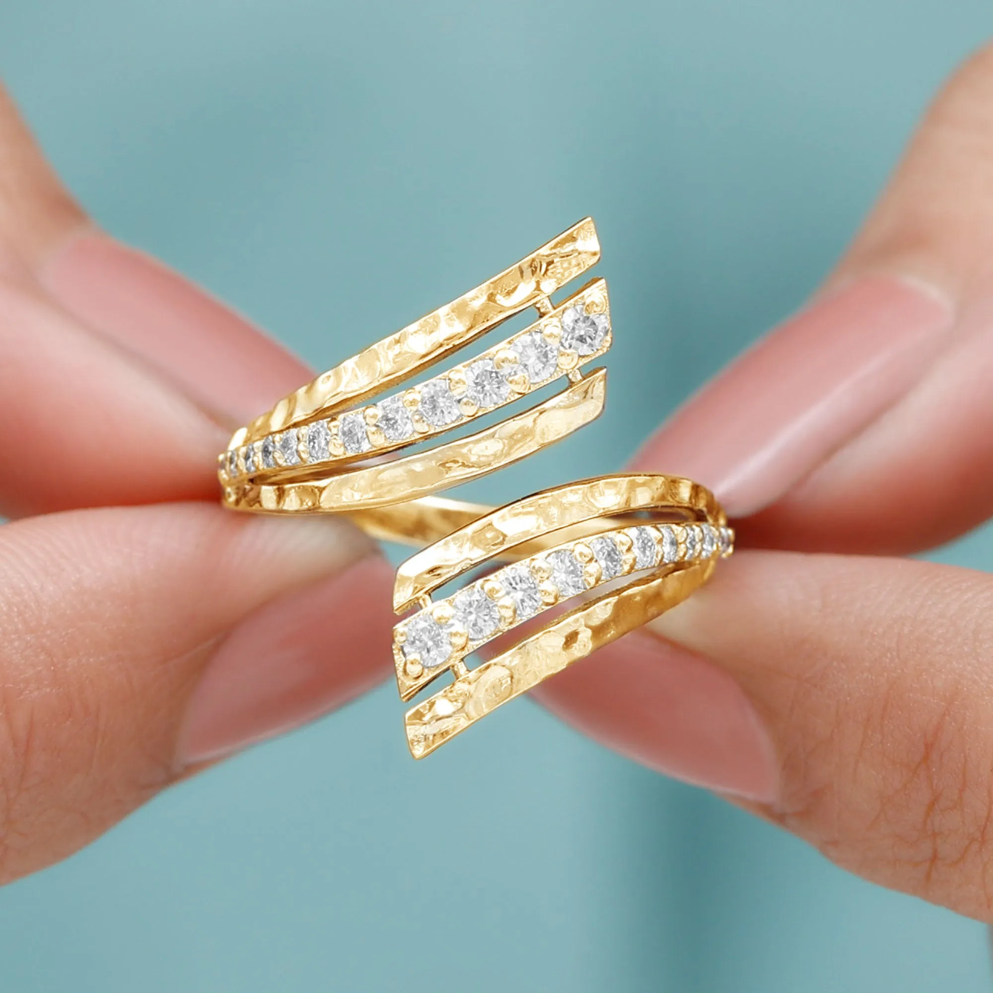 1/2 CT Diamond Cocktail Wrap Ring in Prong Setting