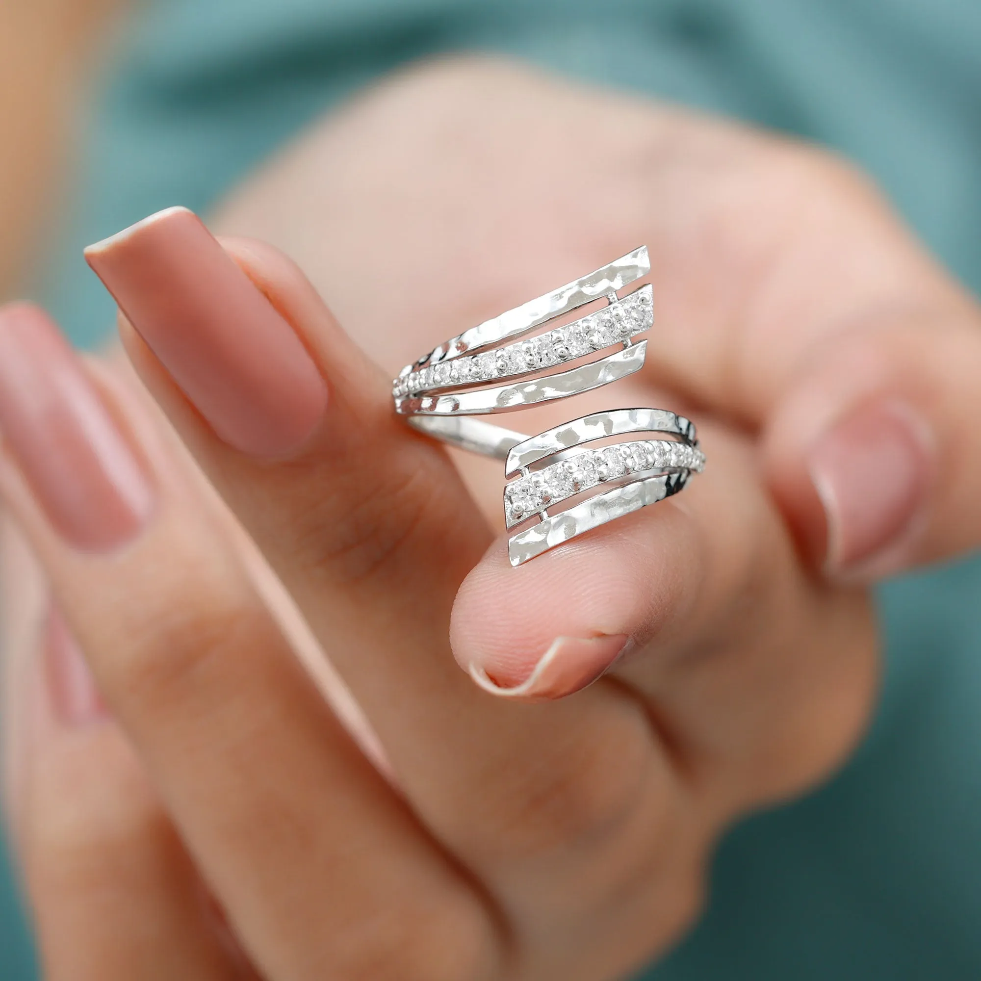 1/2 CT Diamond Cocktail Wrap Ring in Prong Setting