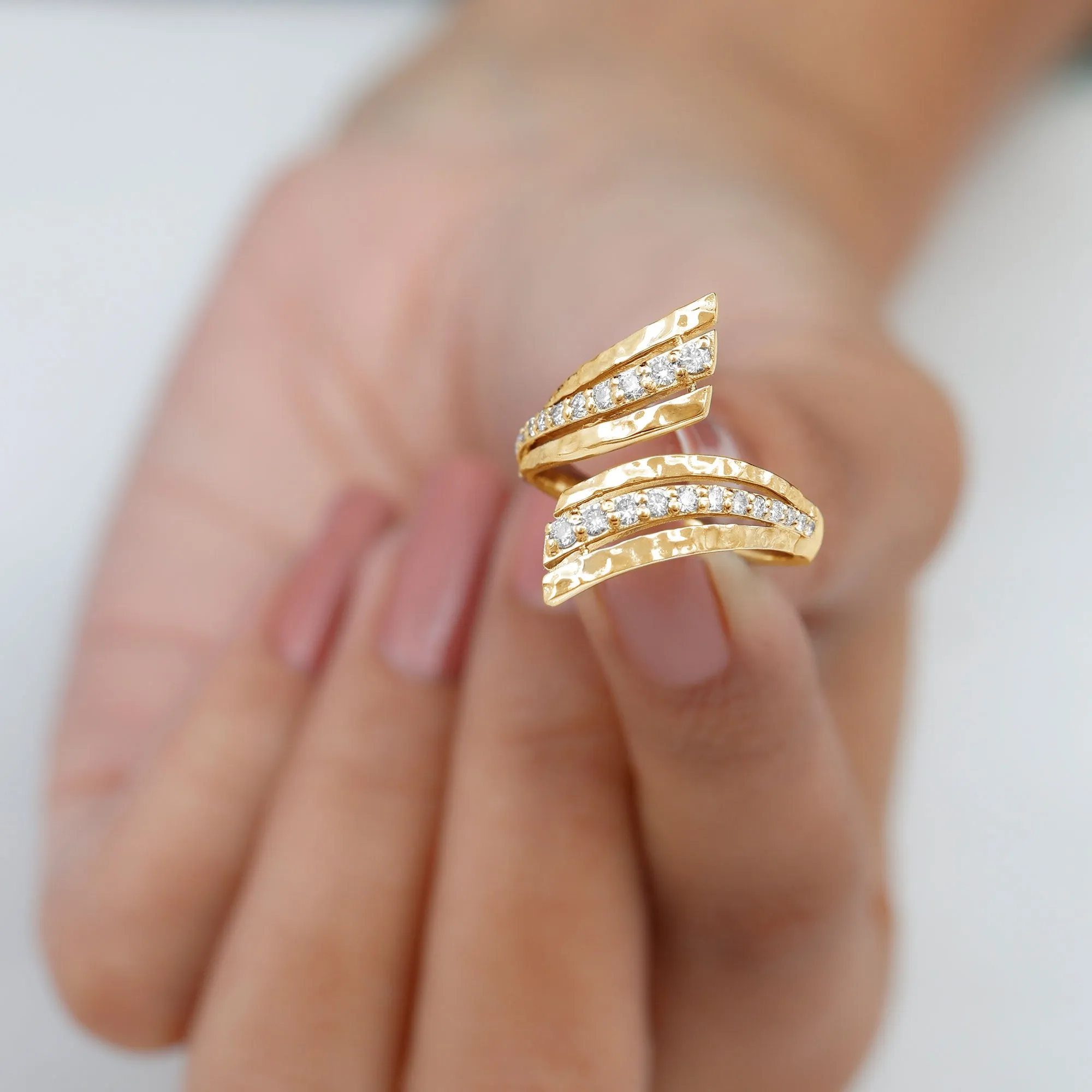 1/2 CT Diamond Cocktail Wrap Ring in Prong Setting