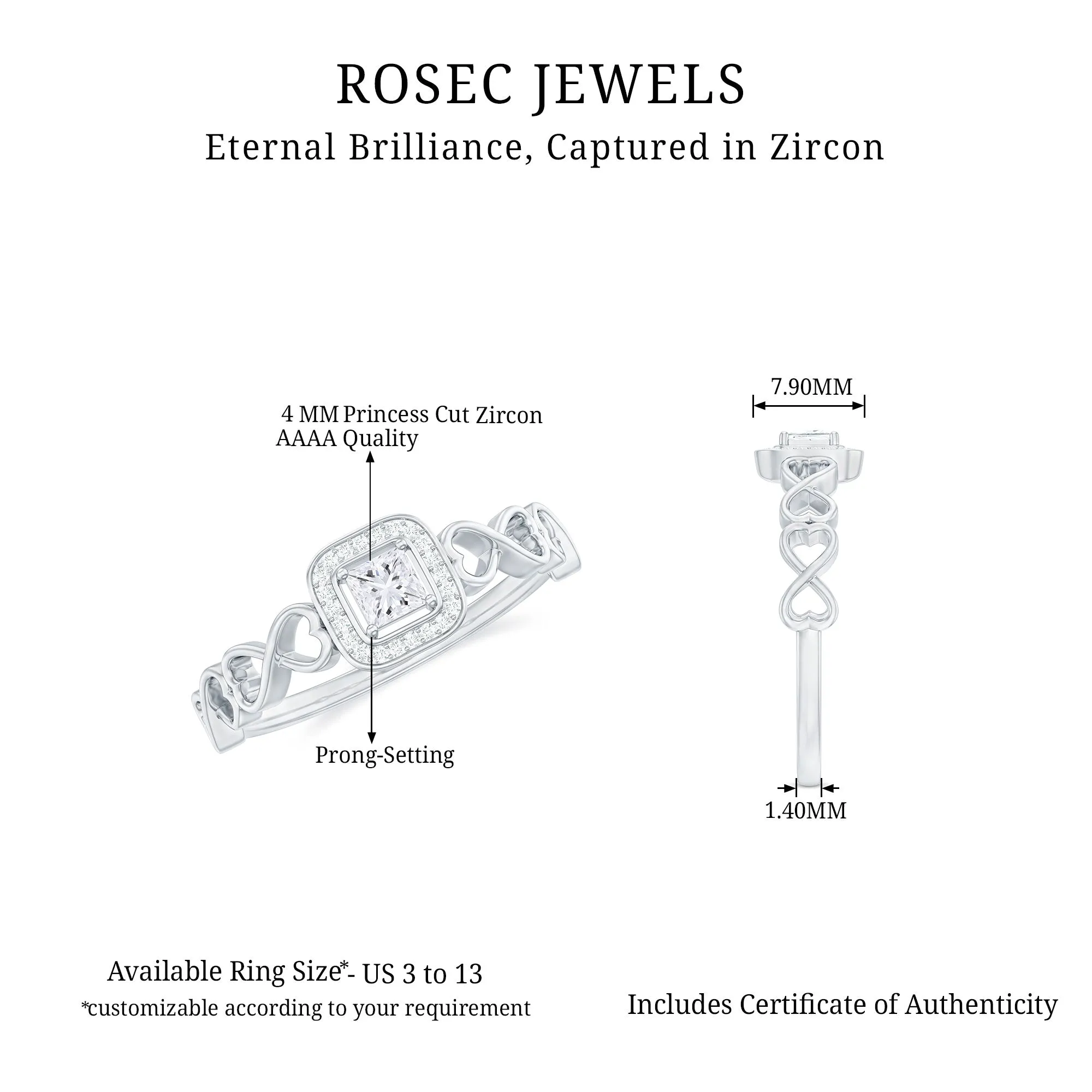 1/2 CT Infinity Heart Cubic Zirconia Engagement Ring