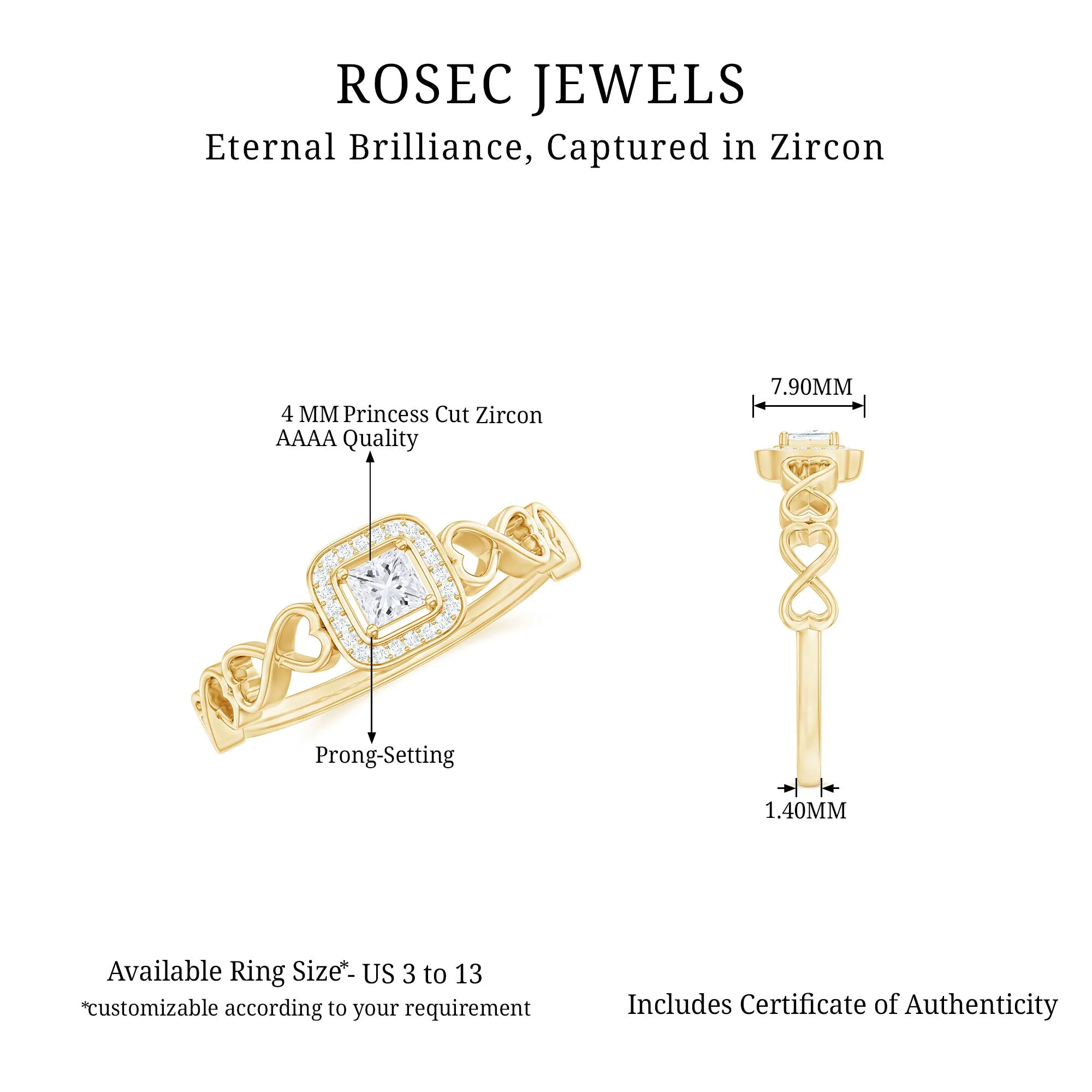 1/2 CT Infinity Heart Cubic Zirconia Engagement Ring