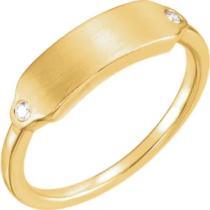 14K Gold .03 CTW Diamond 18x5 mm Rectangle Signet Ring