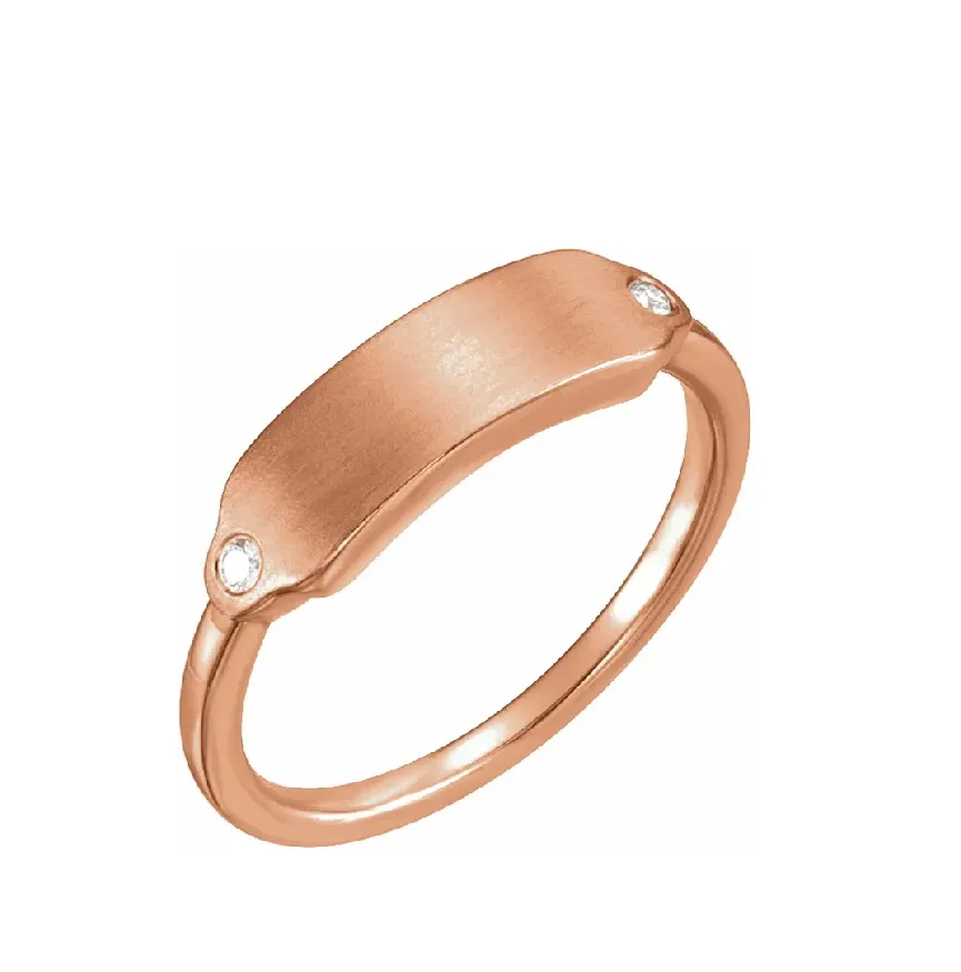 14K Gold .03 CTW Diamond 18x5 mm Rectangle Signet Ring