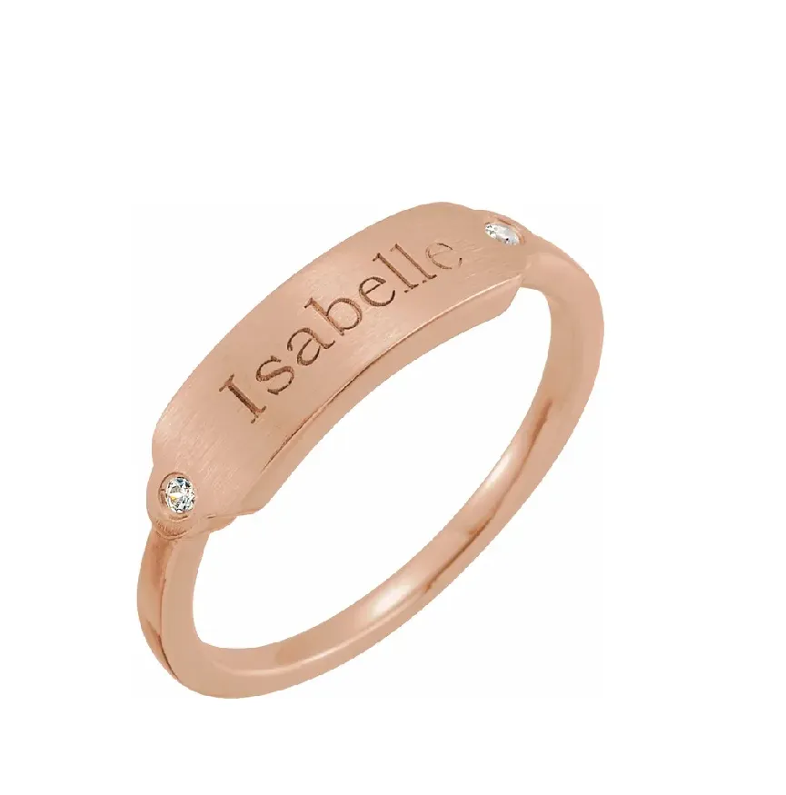 14K Gold .03 CTW Diamond 18x5 mm Rectangle Signet Ring