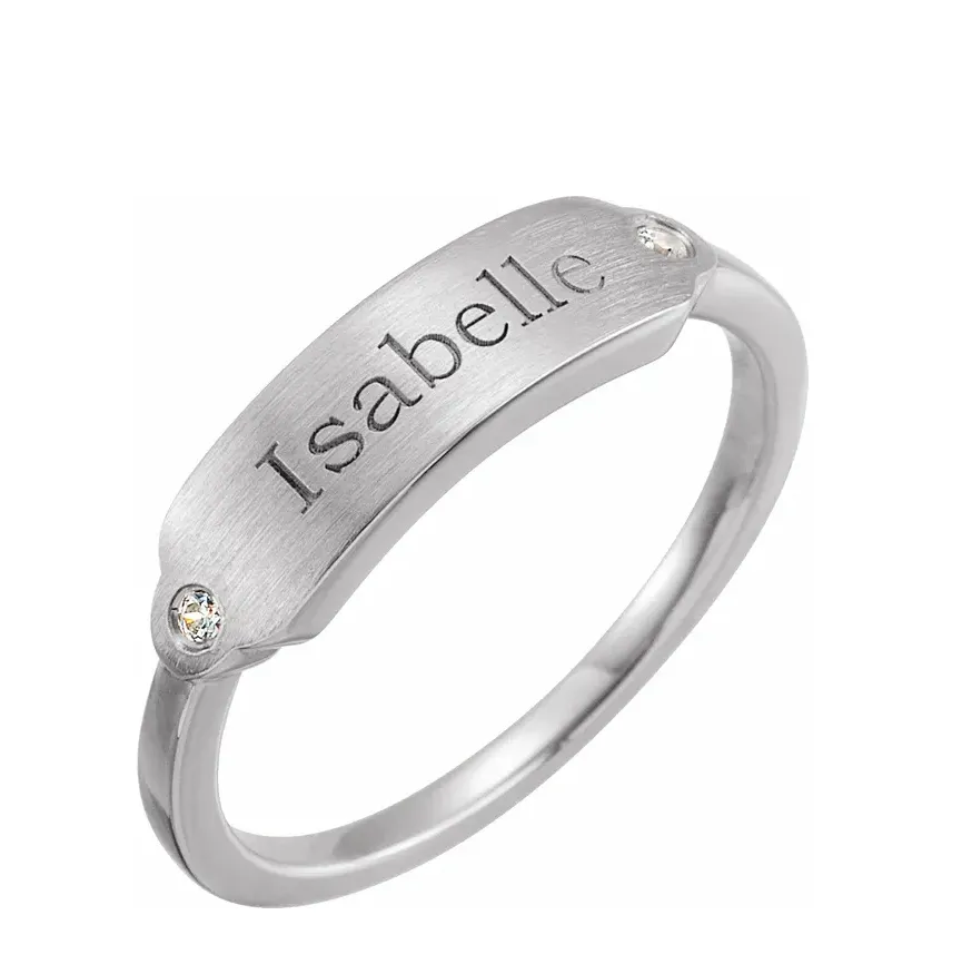 14K Gold .03 CTW Diamond 18x5 mm Rectangle Signet Ring