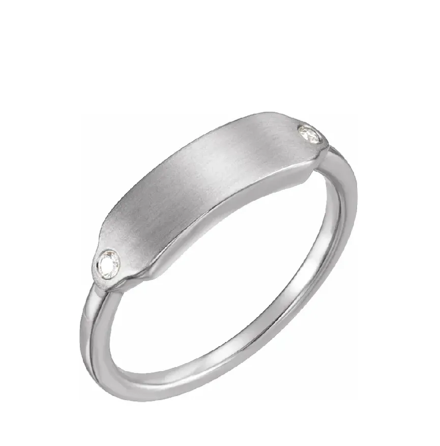 14K Gold .03 CTW Diamond 18x5 mm Rectangle Signet Ring