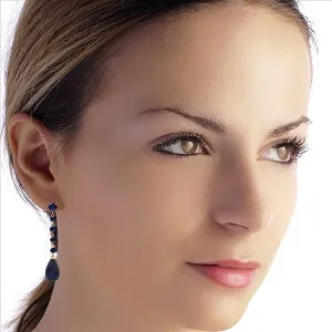 14K Solid Rose Gold Chandelier Earrings w/ Natural Sapphires