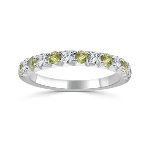 14K White Gold Peridot and Diamond Band