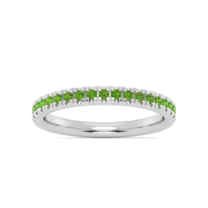 14K White Gold Peridot Band