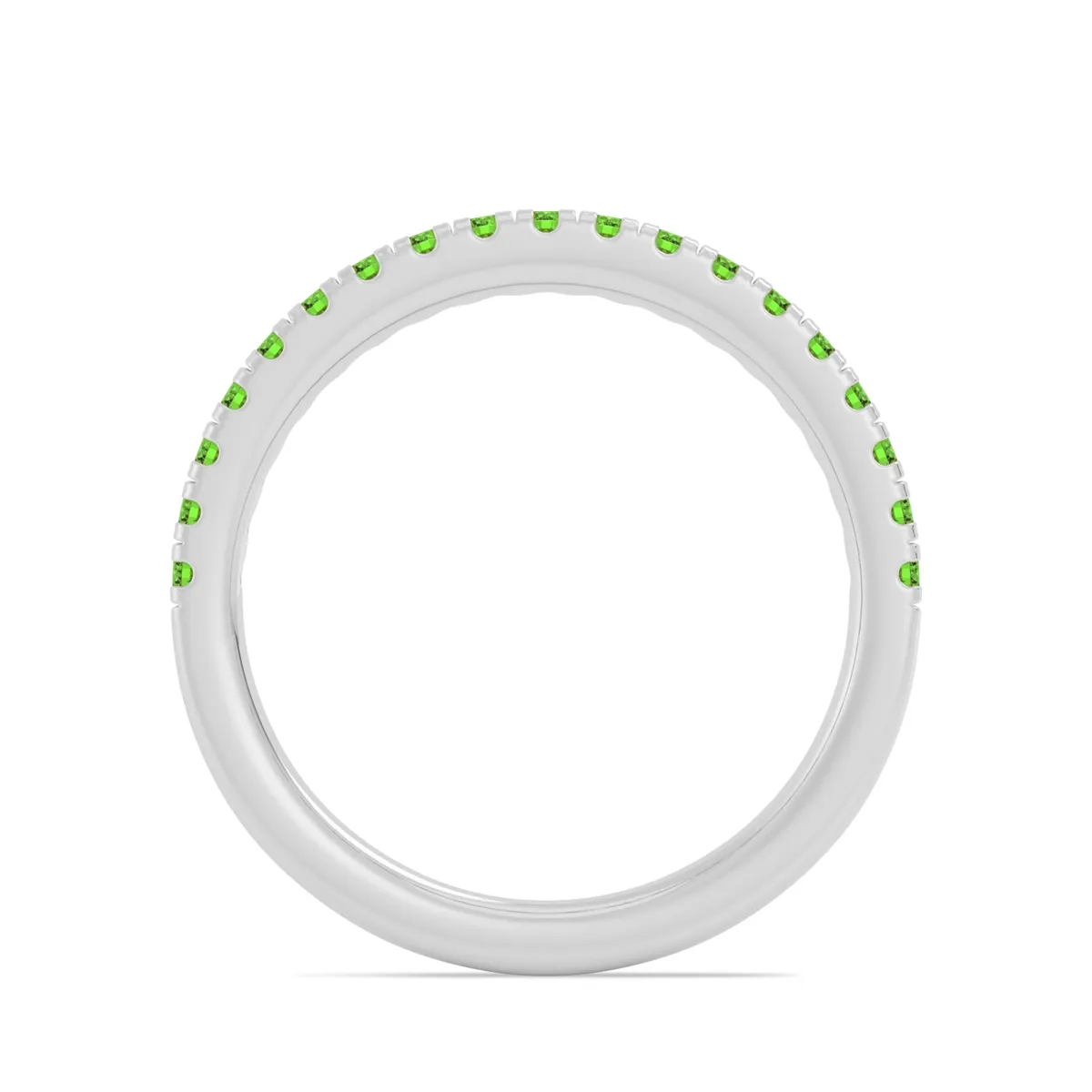 14K White Gold Peridot Band