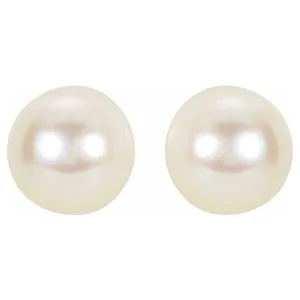14K Yellow 6 mm Cultured White Akoya Pearl Earrings