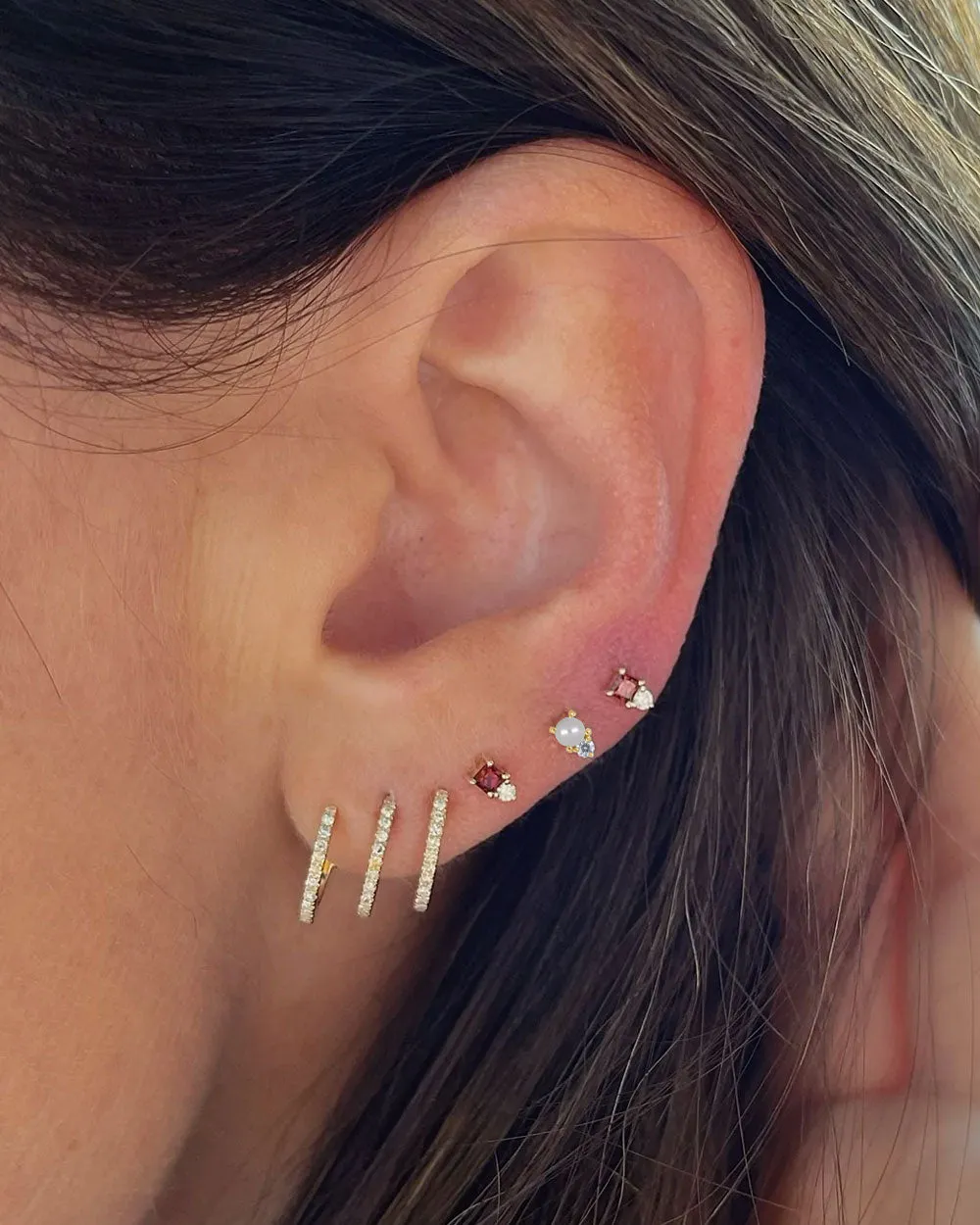 14k Yellow Gold Birthstone Pearl Stud Earrings