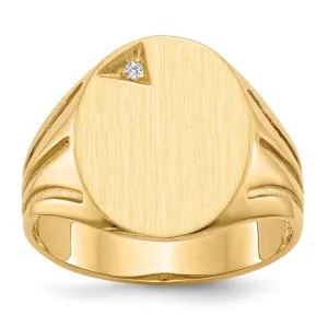 14k Yellow Gold Burnish Diamond Signet Ring