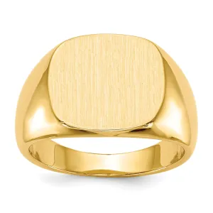 14k Yellow Gold Men's Solid Brushed Signet Ring