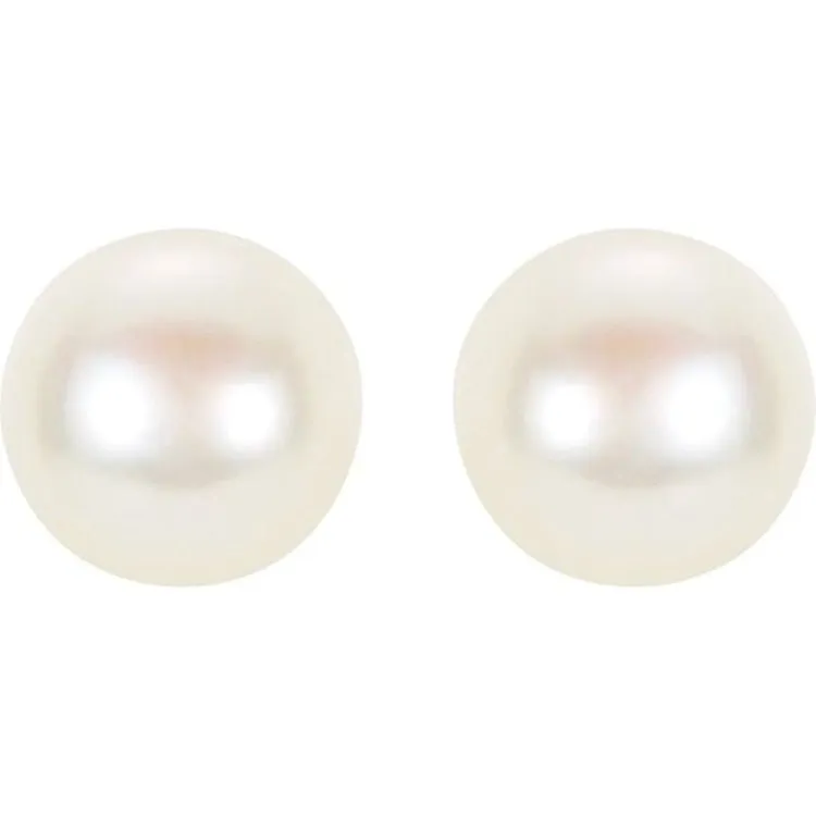 14K Yellow Panache® Cultured White Freshwater Pearl Stud Earrings