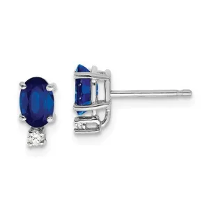 14KT GOLD 1.40 CTW SAPPHIRE & .04 CTW DIAMOND EARRINGS