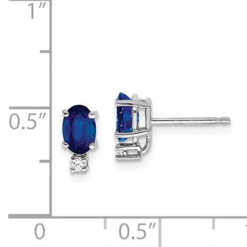 14KT GOLD 1.40 CTW SAPPHIRE & .04 CTW DIAMOND EARRINGS