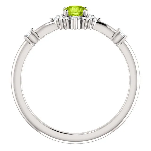 14KT Gold .30 CT Peridot & .16 CTW Diamond Accent Halo Ring