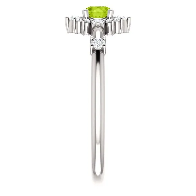14KT Gold .30 CT Peridot & .16 CTW Diamond Accent Halo Ring