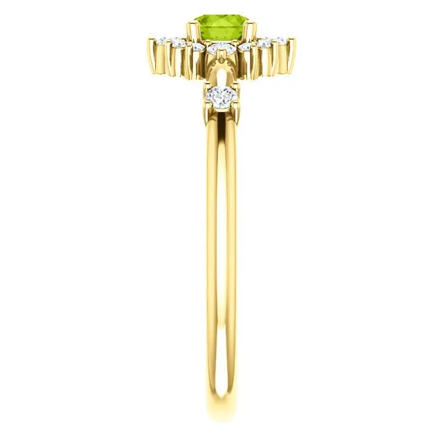 14KT Gold .30 CT Peridot & .16 CTW Diamond Accent Halo Ring