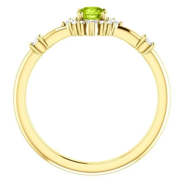 14KT Gold .30 CT Peridot & .16 CTW Diamond Accent Halo Ring