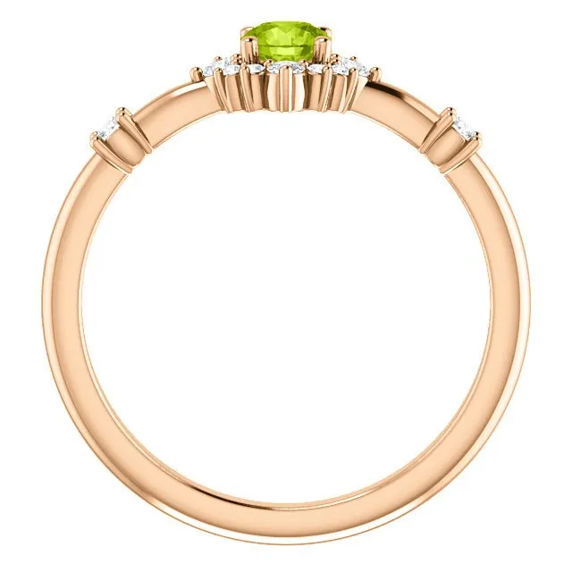 14KT Gold .30 CT Peridot & .16 CTW Diamond Accent Halo Ring