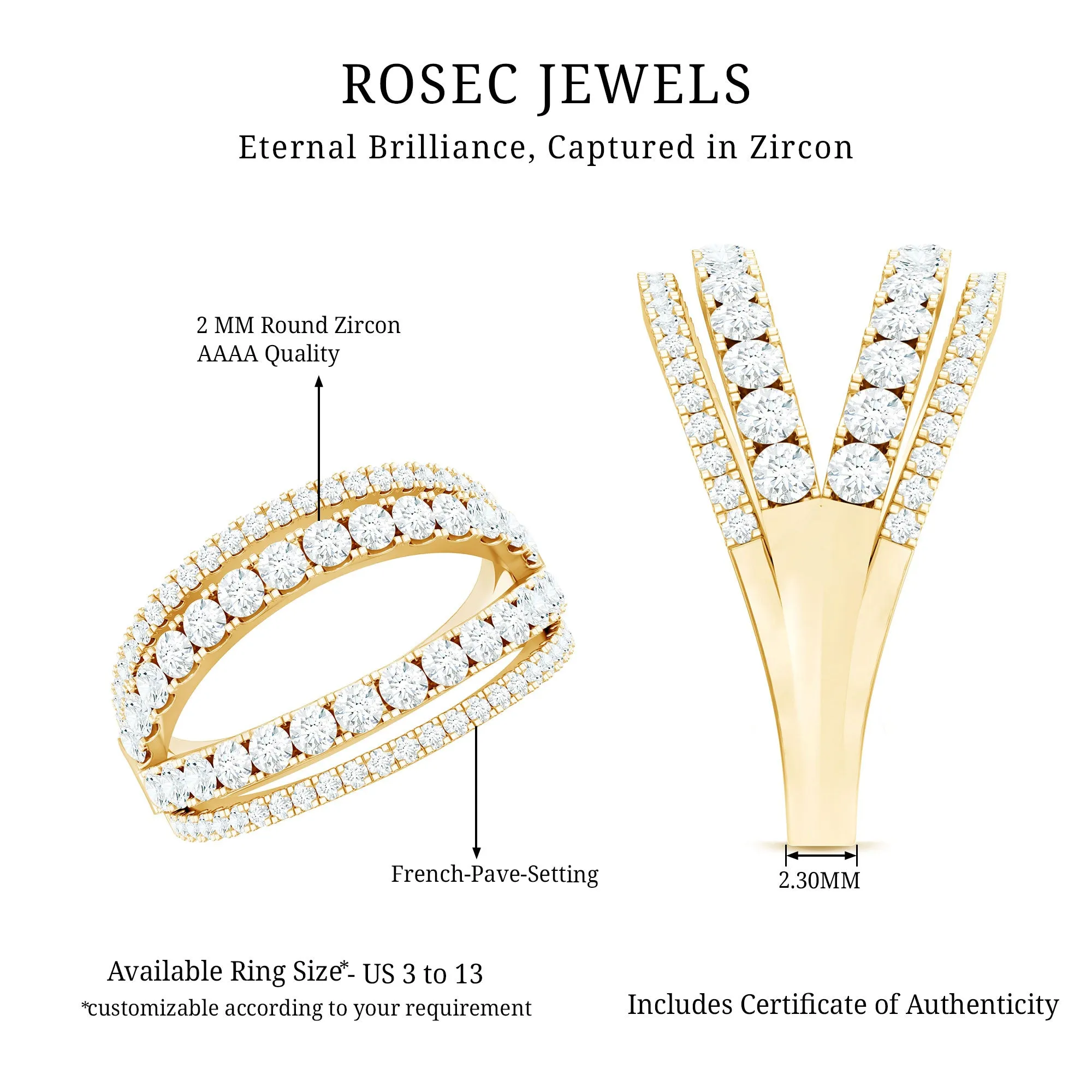 1.5 CT Cubic Zirconia Designer Cocktail Ring in Gold