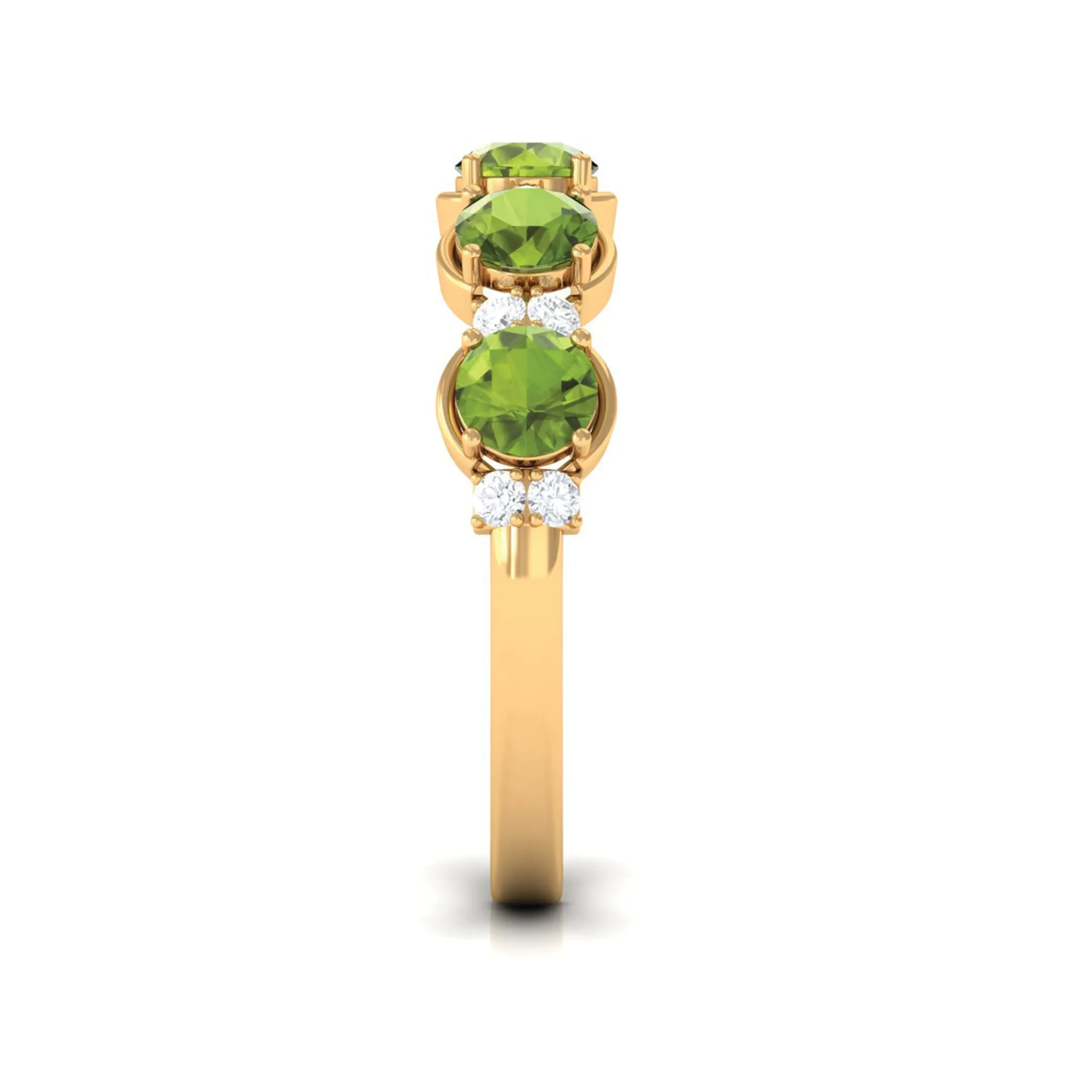 1.50 CT Peridot Half Eternity Ring in Prong Setting with Diamond