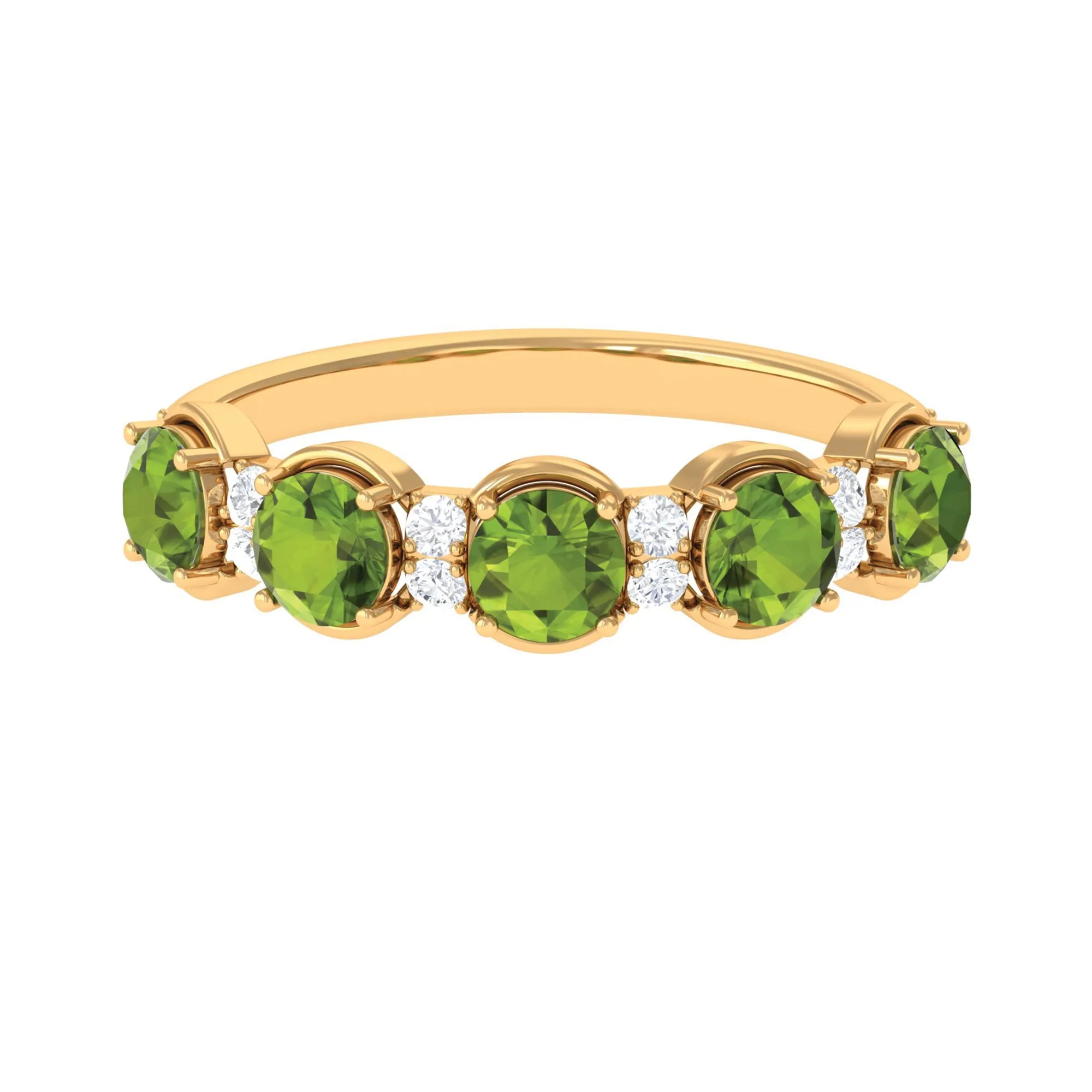 1.50 CT Peridot Half Eternity Ring in Prong Setting with Diamond