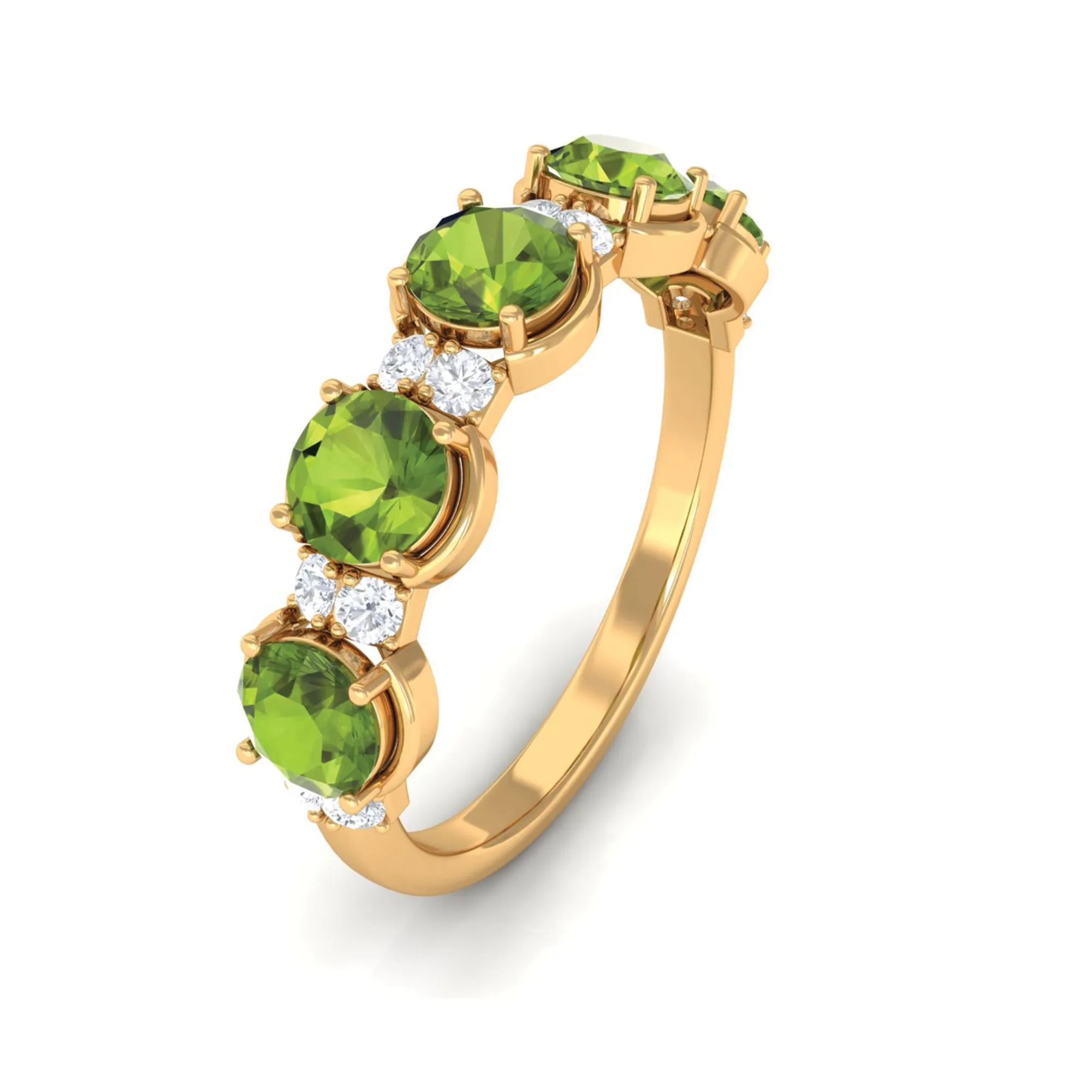 1.50 CT Peridot Half Eternity Ring in Prong Setting with Diamond