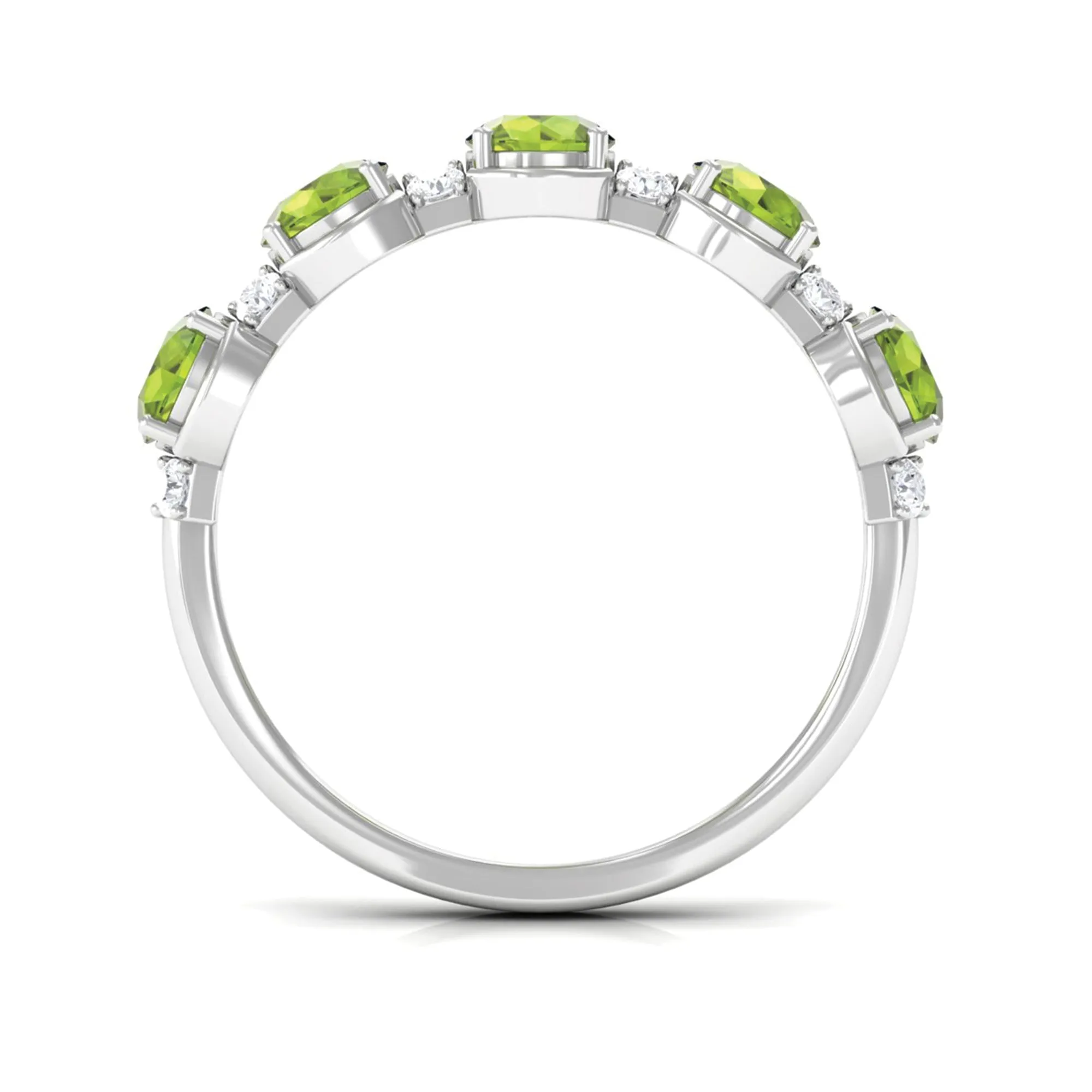 1.50 CT Peridot Half Eternity Ring in Prong Setting with Diamond