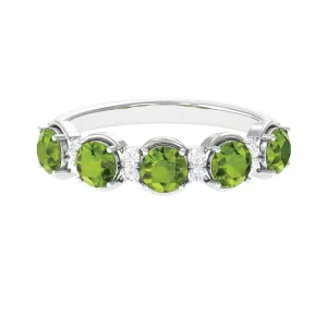 1.50 CT Peridot Half Eternity Ring in Prong Setting with Diamond