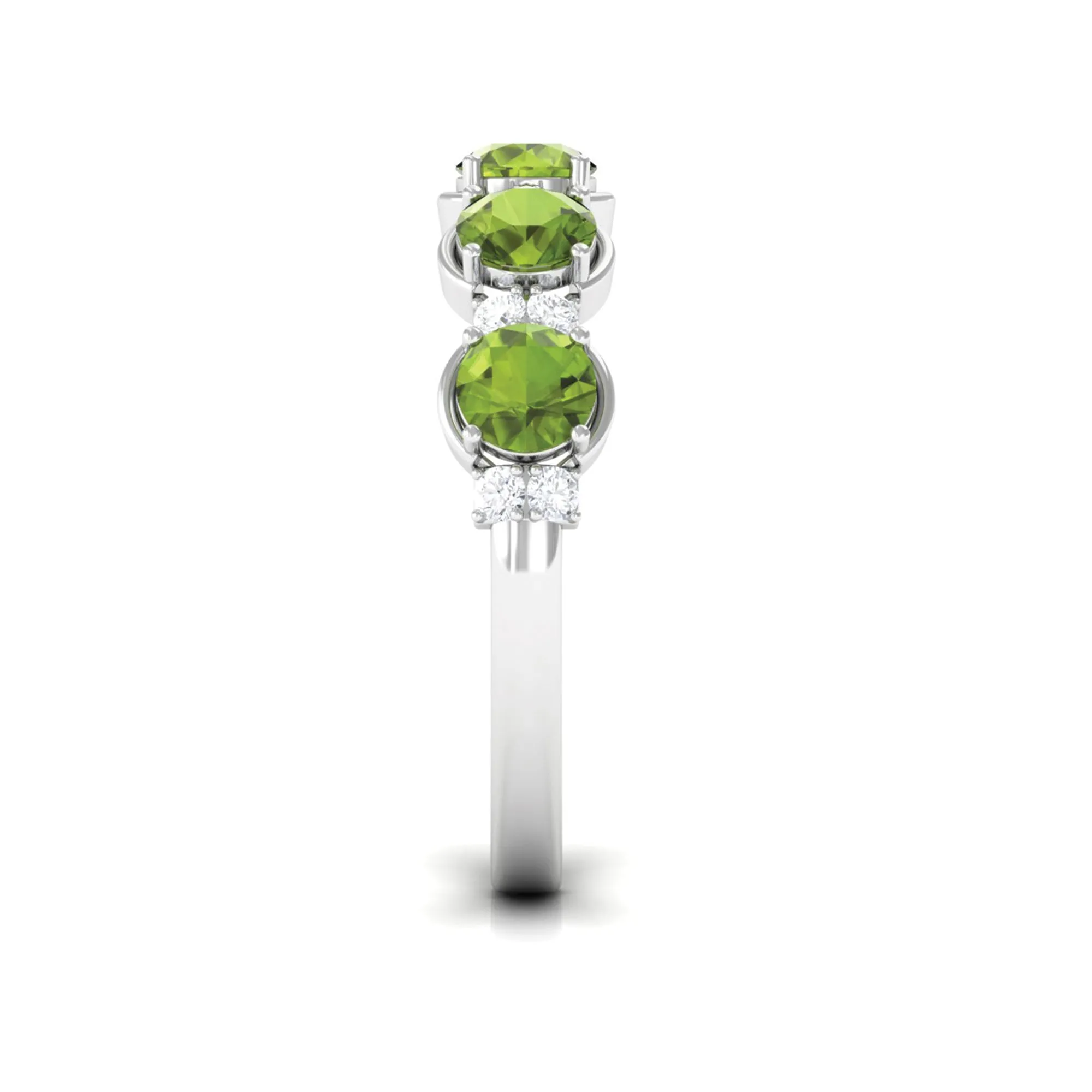 1.50 CT Peridot Half Eternity Ring in Prong Setting with Diamond