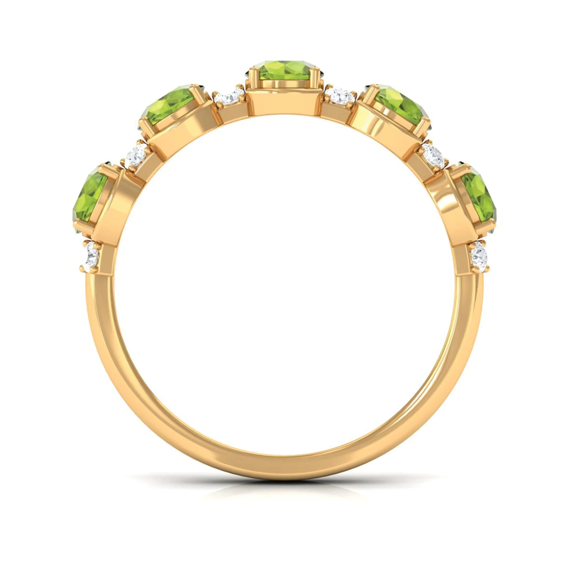 1.50 CT Peridot Half Eternity Ring in Prong Setting with Diamond