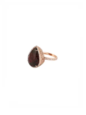 18.12ct Diamond Tourmaline 18K Gold Pear Cocktail Ring