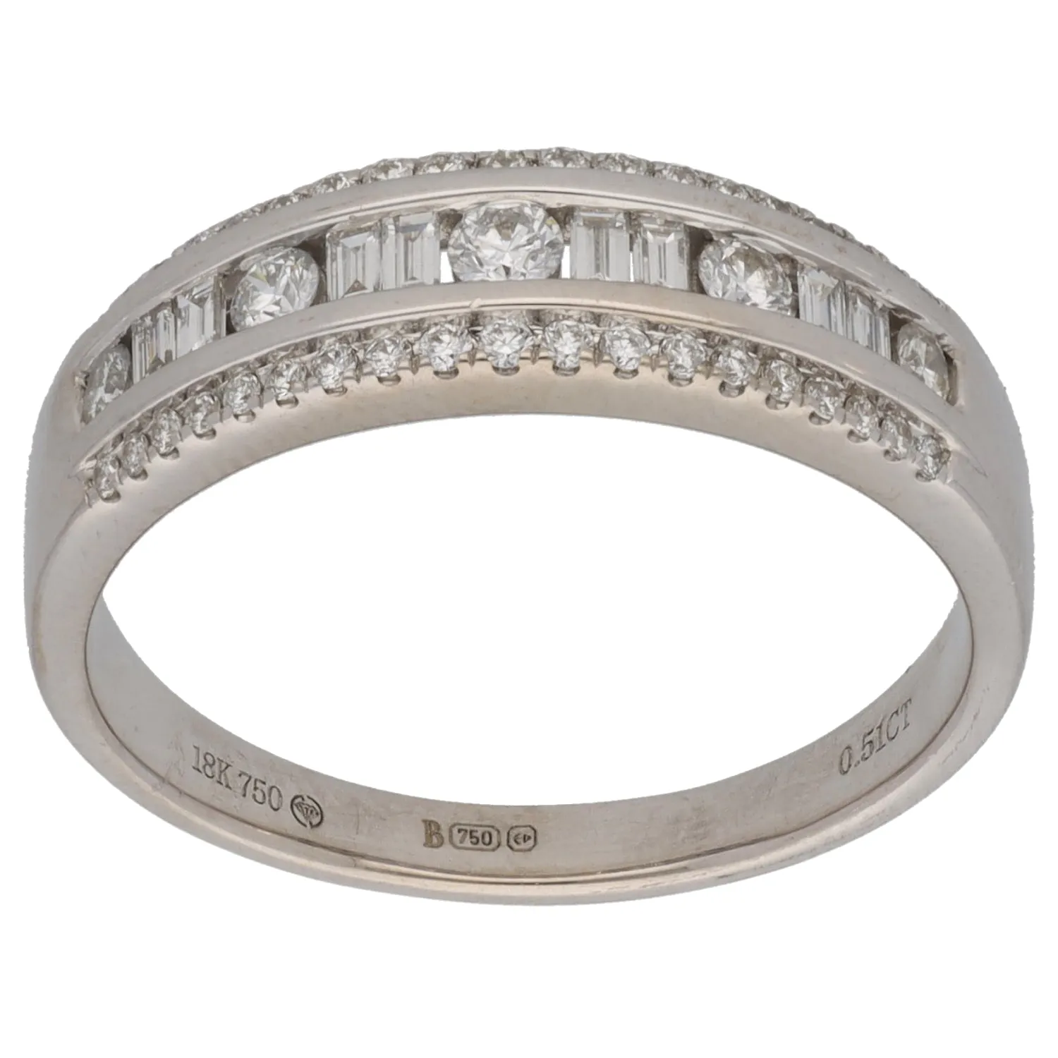 18ct White Gold 0.51ct Diamond Dress/Cocktail Ring Size Q