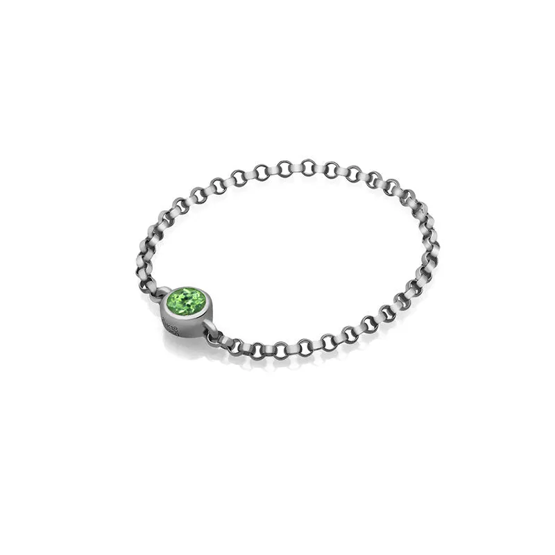 18k Gold August Birthstone Peridot Chain Ring