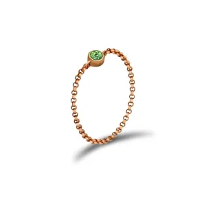 18k Gold August Birthstone Peridot Chain Ring