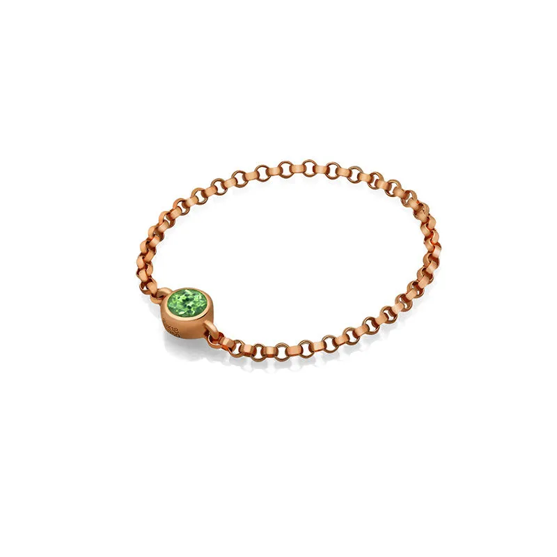 18k Gold August Birthstone Peridot Chain Ring
