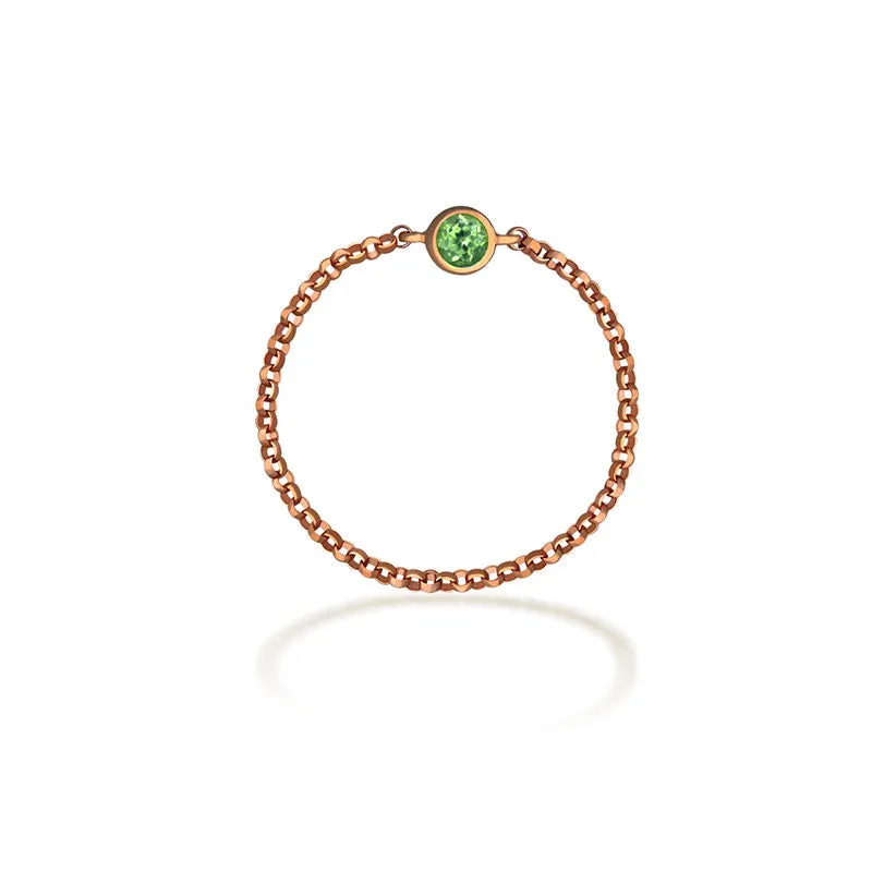 18k Gold August Birthstone Peridot Chain Ring