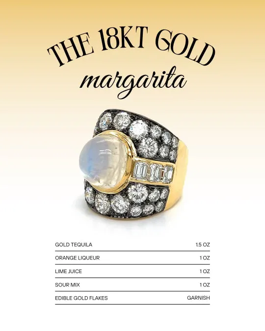 18kt Gold Cocktail Ring with Center Cabochon Moonstone