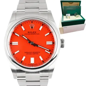 2021 Rolex Oyster Perpetual 36mm CORAL RED 36mm Stainless Watch 126000 BOX CARD