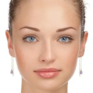 4.5 Carat 14K Solid Yellow Gold Amethystbiguous Amethyst Earrings