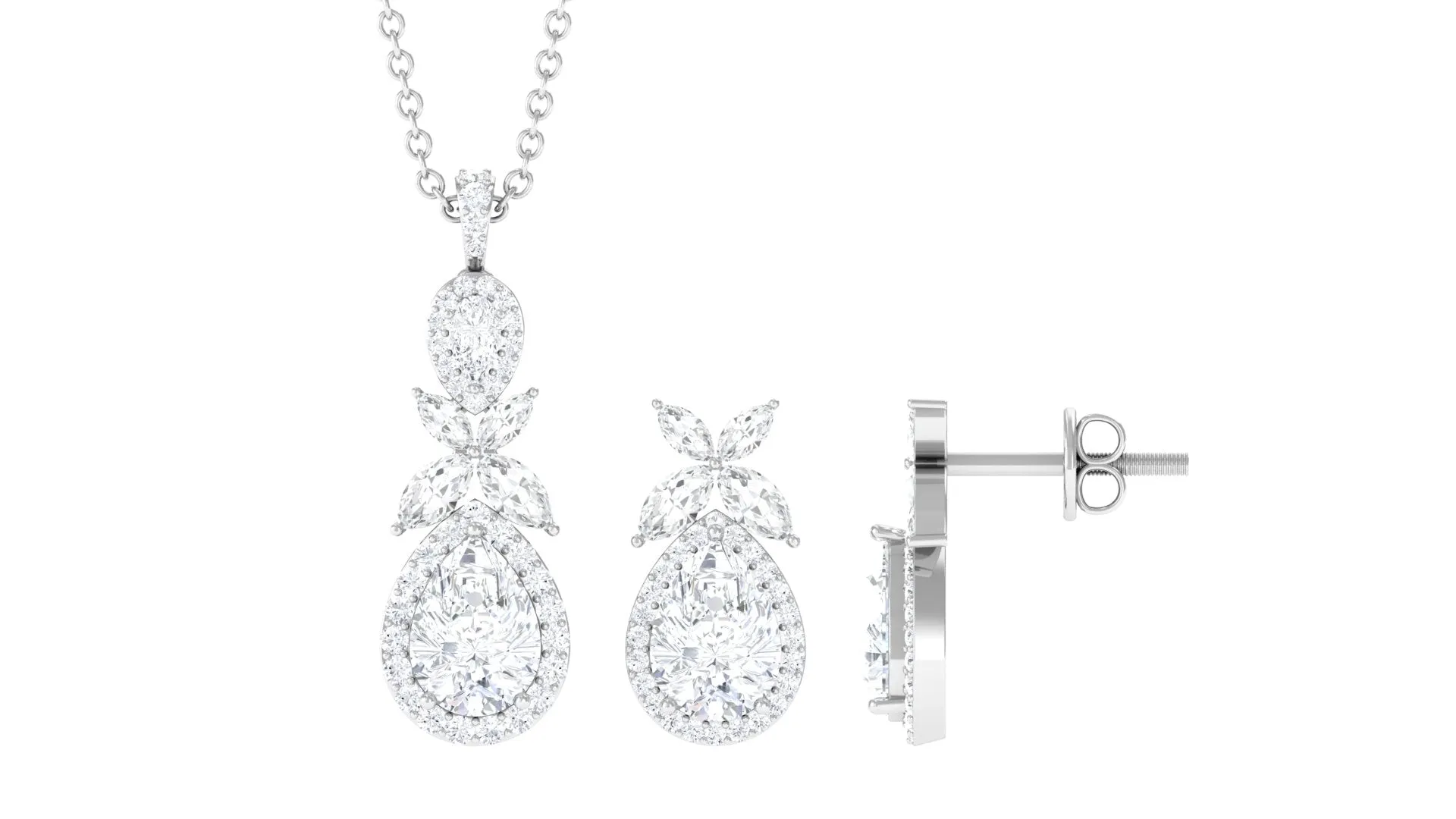 4.50 CT Cubic Zirconia Cocktail Jewelry Set in Gold