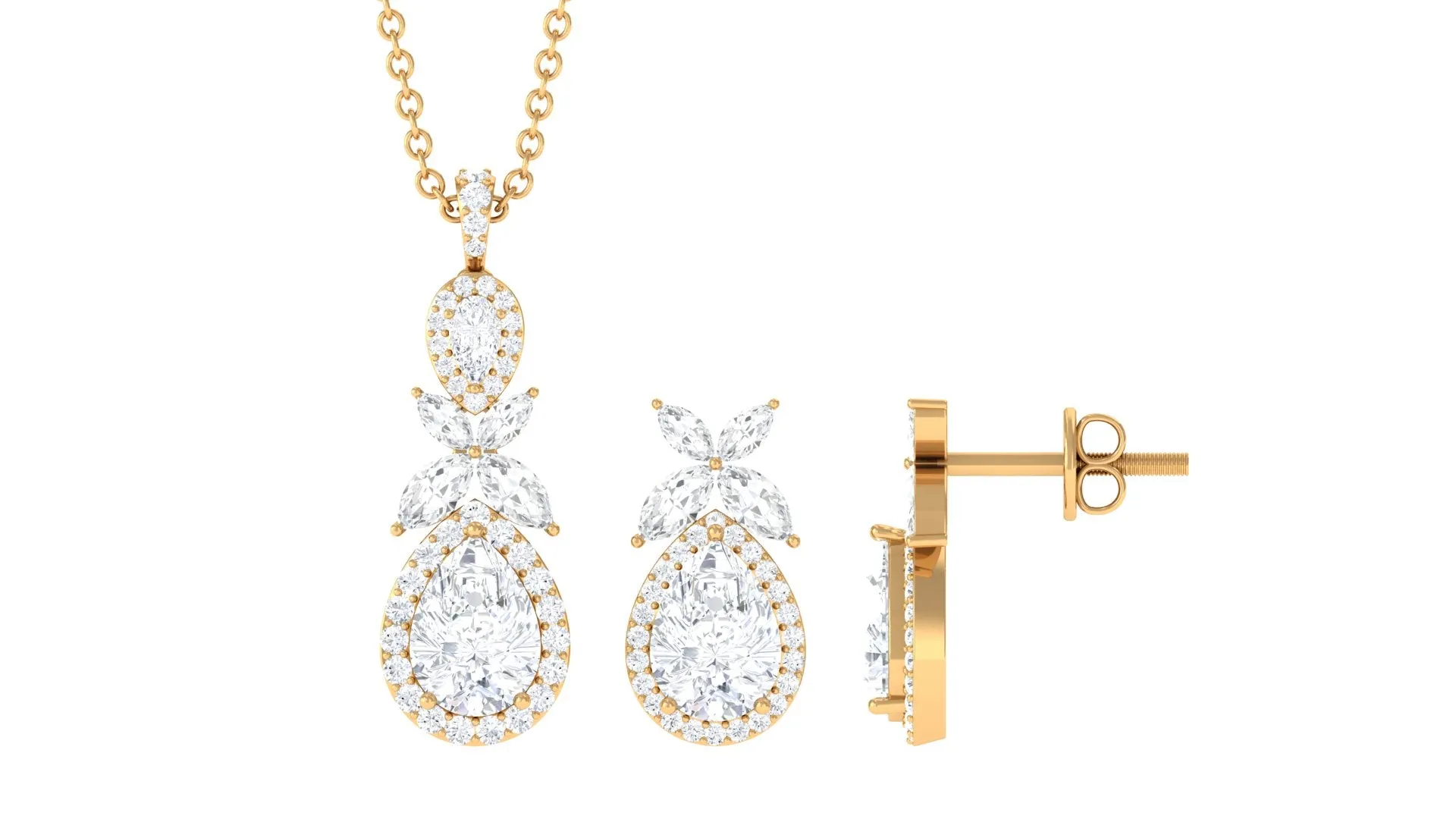 4.50 CT Cubic Zirconia Cocktail Jewelry Set in Gold