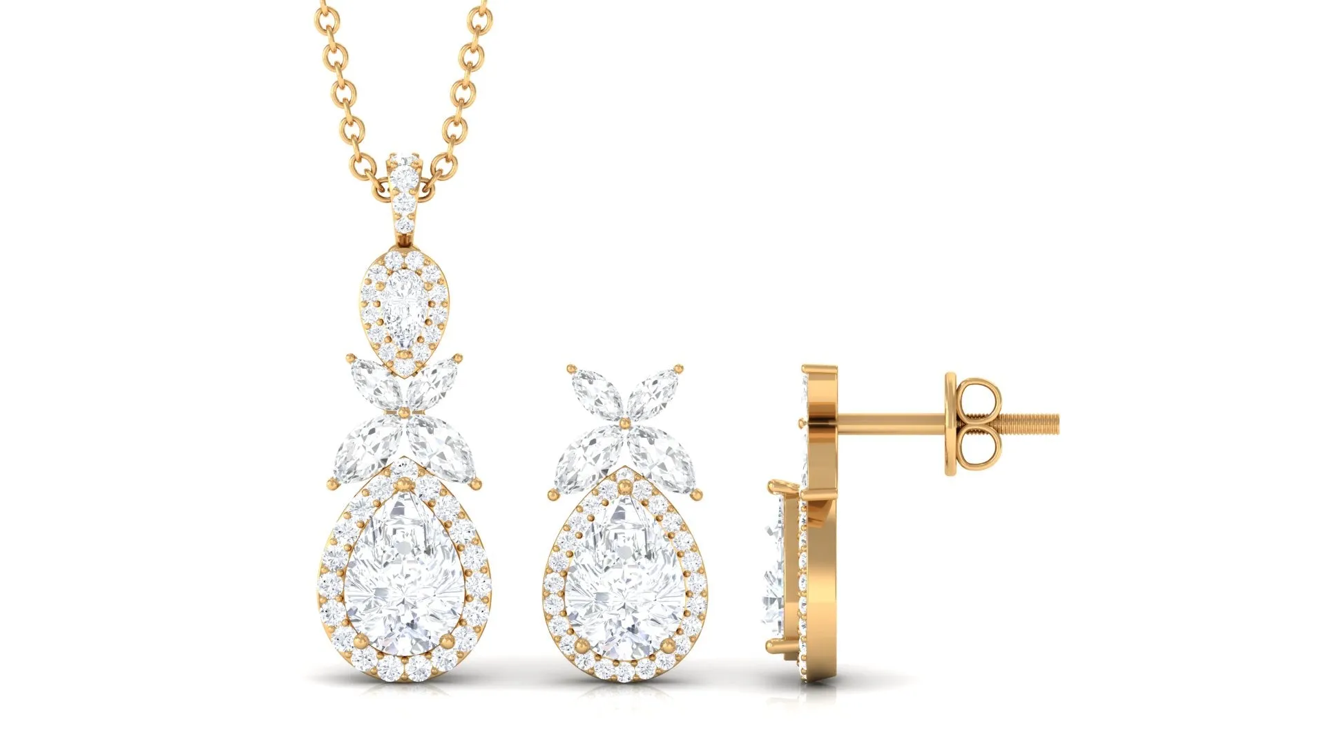 4.50 CT Cubic Zirconia Cocktail Jewelry Set in Gold