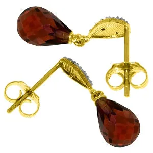 4.53 Carat 14K Solid Yellow Gold Splendid Garnet Diamond Earrings