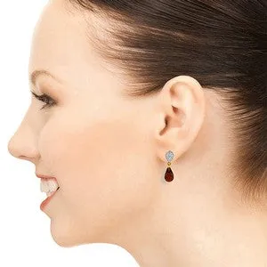 4.53 Carat 14K Solid Yellow Gold Splendid Garnet Diamond Earrings
